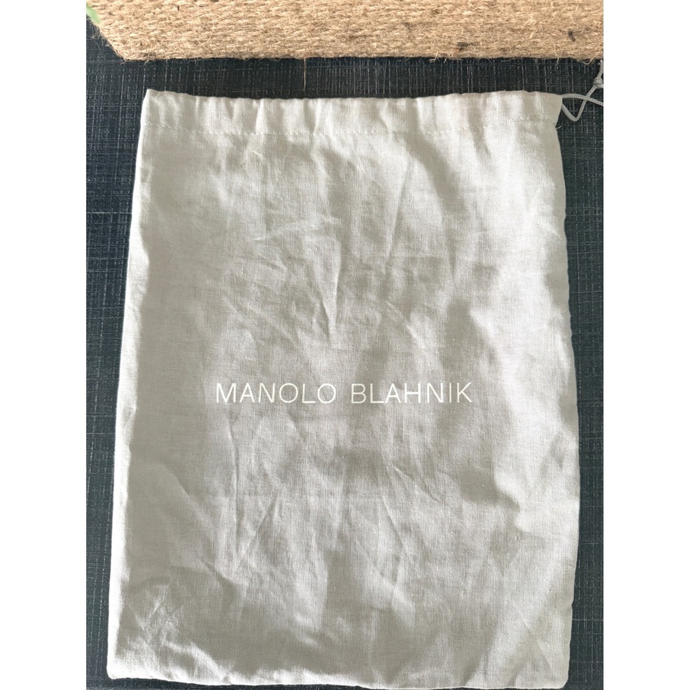 Manolo Blahnik Grey Cotton Drawstring Shoe Dust Bag Storage Accessory 13x9.5